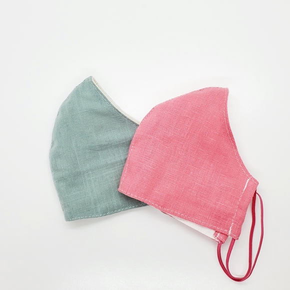 Handmade Accessories - Lot Of 2 Organic Cotton Adult Face Masks Bundle